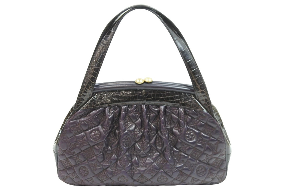 Louis Vuitton Sac Fermoire Handbag black purple